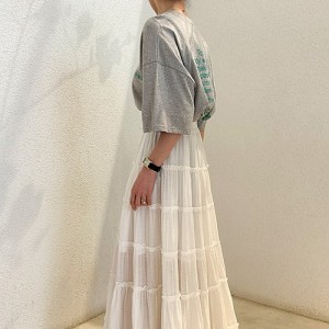 <b>프릴 캉캉 플레어 주름 밴딩 롱 스커트</b>