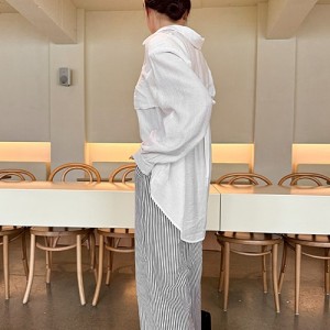 <b>쿨링 쉬폰 뷔스티에 레이어드 리본 셔츠 블라우스</b>