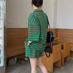 <b>하이웨스트 스트라이프 밴딩 와이드 반바지</b>