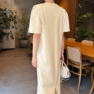<b>체형커버 어깨패드 벌룬 포켓 뒷트임 롱 원피스</b>